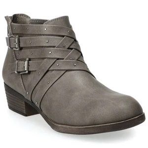 SO Chantilly Ankle Boots Stone Gray Bootie Women's Size 8.5M